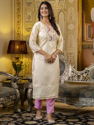 White embroidered shimmer silk salwar suit 2