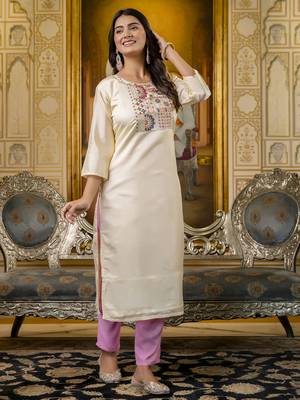 White embroidered shimmer silk salwar suit 4