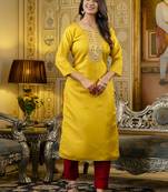 Yellow embroidered shimmer silk salwar suit
