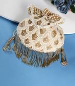  Pearl & Gold Hand-Beaded Potli Bag