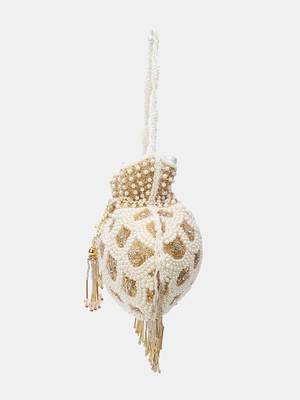  Pearl & Gold Hand-Beaded Potli Bag 4