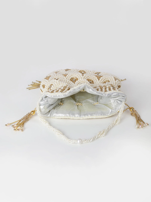  Pearl & Gold Hand-Beaded Potli Bag 6