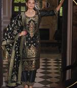 Black embroidered jacquard silk salwar suit
