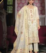 White embroidered jacquard silk salwar suit