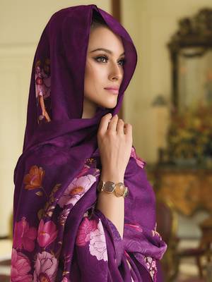 Purple embroidered vichitra silk salwar suit 3