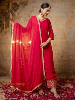 Pink embroidered silk blend salwar suit 2