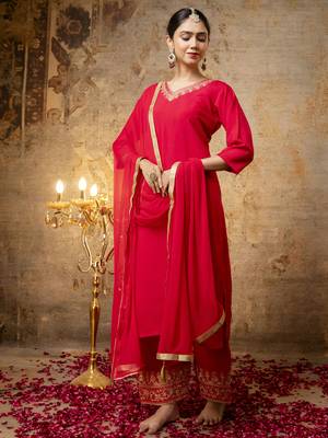 Pink embroidered silk blend salwar suit 3