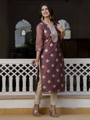 Purple embroidered silk blend salwar suit 2