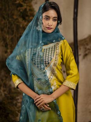 Lemon embroidered viscose rayon salwar suit 3