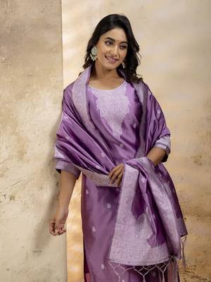 Lavender embroidered cotton blend salwar suit 2