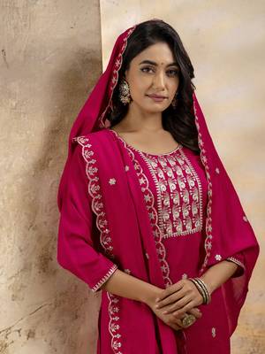 Pink embroidered silk blend salwar suit 2