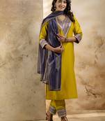 Lemon embroidered viscose rayon   salwar suit