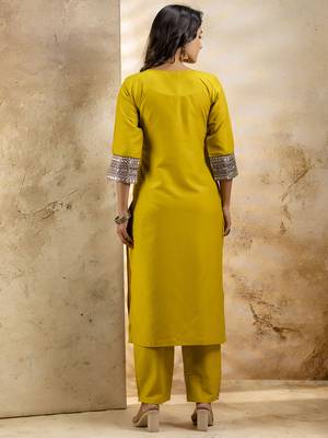 Lemon embroidered viscose rayon   salwar suit 3