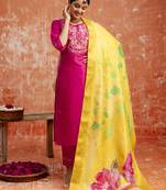 Pink embroidered silk blend salwar suit