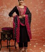 Black embroidered viscose rayon   salwar suit