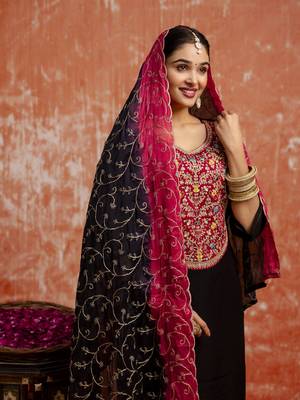 Black embroidered viscose rayon   salwar suit 4