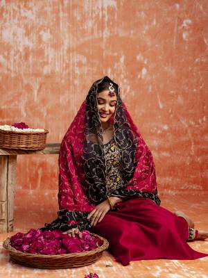 Maroon embroidered viscose rayon   salwar suit 4