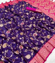 Purple Soft Banarasi silk blend Saree
