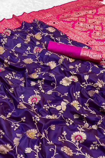 Purple Soft Banarasi silk blend Saree