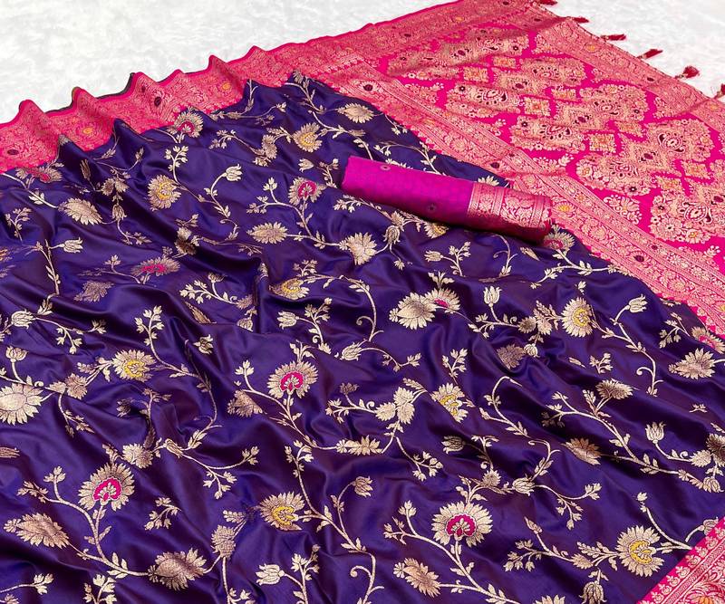 Purple Soft Banarasi silk blend Saree