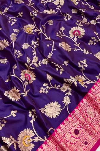 Purple Soft Banarasi silk blend Saree