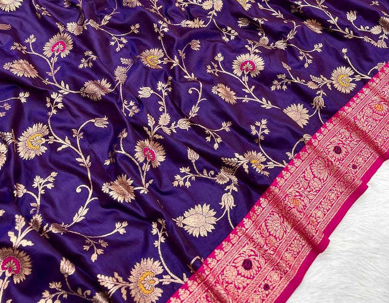 Purple Soft Banarasi silk blend Saree