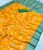 Yellow Soft Banarasi silk blend Saree