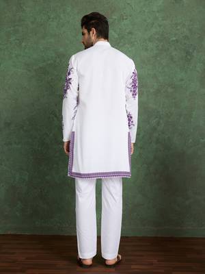 white & purple viscose rayon digital print kurta 6