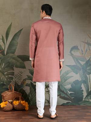 chocolate viscose silk thead with sequins embroidered straight kurta 6