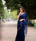 Aakar Nayra | Blue Handloom Cotton Saree