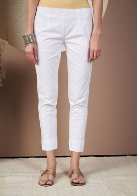 Women white plain pant 1
