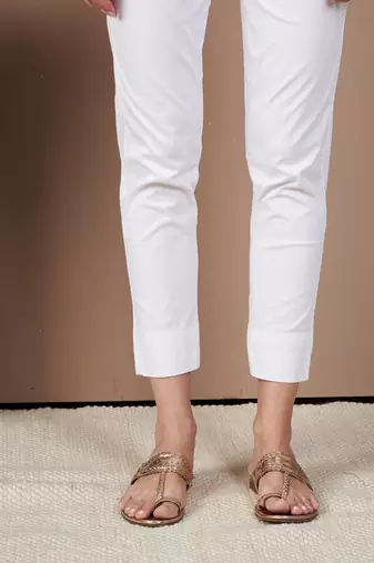 Women white plain pant