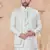 White pure silk with embroidery and sequence work indo western for mens wear