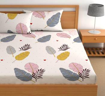 multicolor glace cotton fiited bedsheet 1