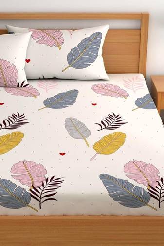 multicolor glace cotton fiited bedsheet