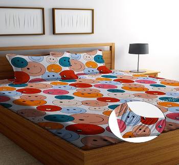multicolor glace cotton fiited bedsheet 1