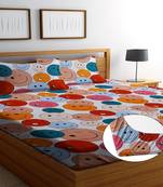 multicolor glace cotton fiited bedsheet