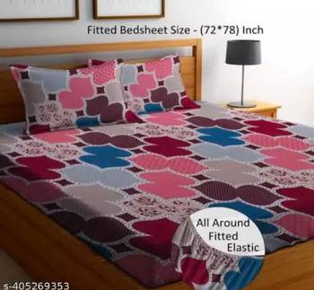 multicolor glace cotton fiited bedsheet 1