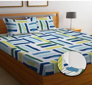 multicolor glace cotton fiited bedsheet 1