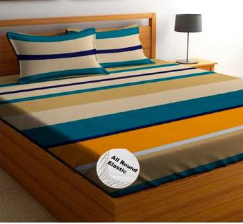 multicolor glace cotton fiited bedsheet 1