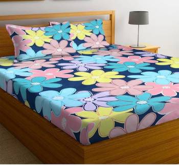 multicolor glace cotton fiited bedsheet 1