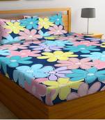 multicolor glace cotton fiited bedsheet