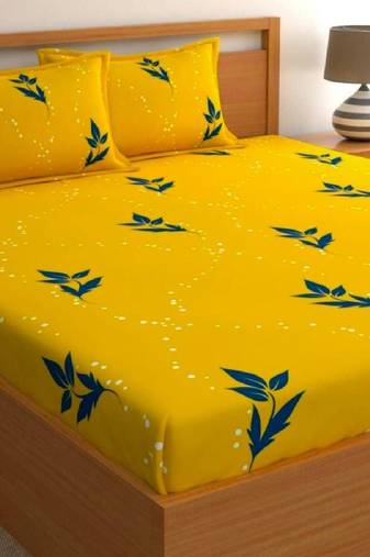 multicolor glace cotton fiited bedsheet