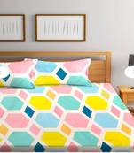 multicolor glace cotton fiited bedsheet
