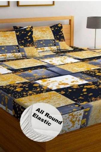 multicolor glace cotton fiited bedsheet