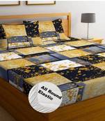 multicolor glace cotton fiited bedsheet