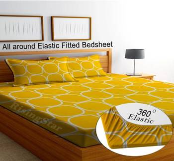multicolor glace cotton fiited bedsheet 1