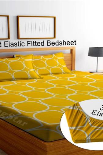 multicolor glace cotton fiited bedsheet