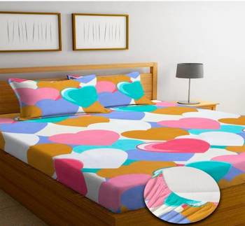 multicolor glace cotton fiited bedsheet 1