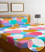 multicolor glace cotton fiited bedsheet